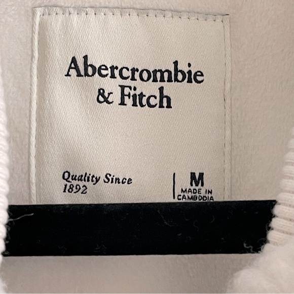 Abercrombie & Fitch Fleece Sherpa Bomber Jacket Women M Crop Full Zip White - Picture 15 of 15